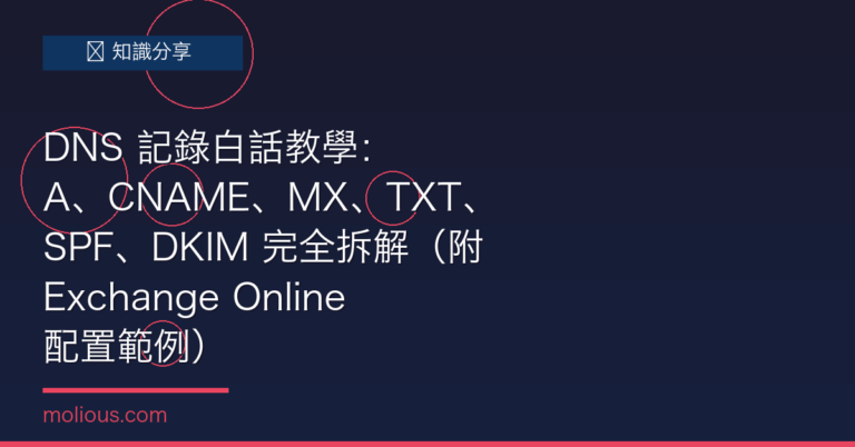 DNS 記錄白話教學：A、CNAME、MX、TXT、SPF、DKIM 完全拆解（附 Exchange Online 配置範例）