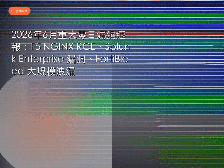 2026年6月重大零日漏洞速報：F5 NGINX RCE、Splunk Enterprise 漏洞、FortiBleed 大規模洩漏