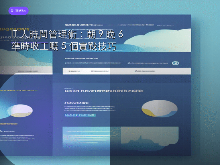 時間管理 封面圖:IT 人朝9晚6 準時收工實戰技巧