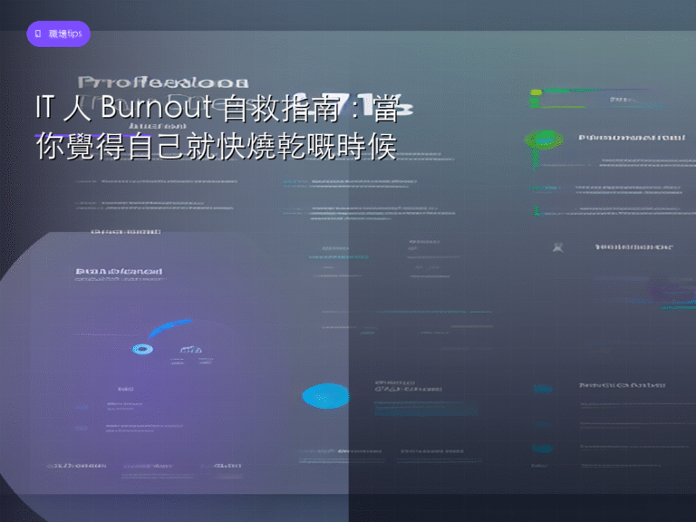 IT 人 Burnout 自救指南:當你覺得自己就快燒乾嘅時候