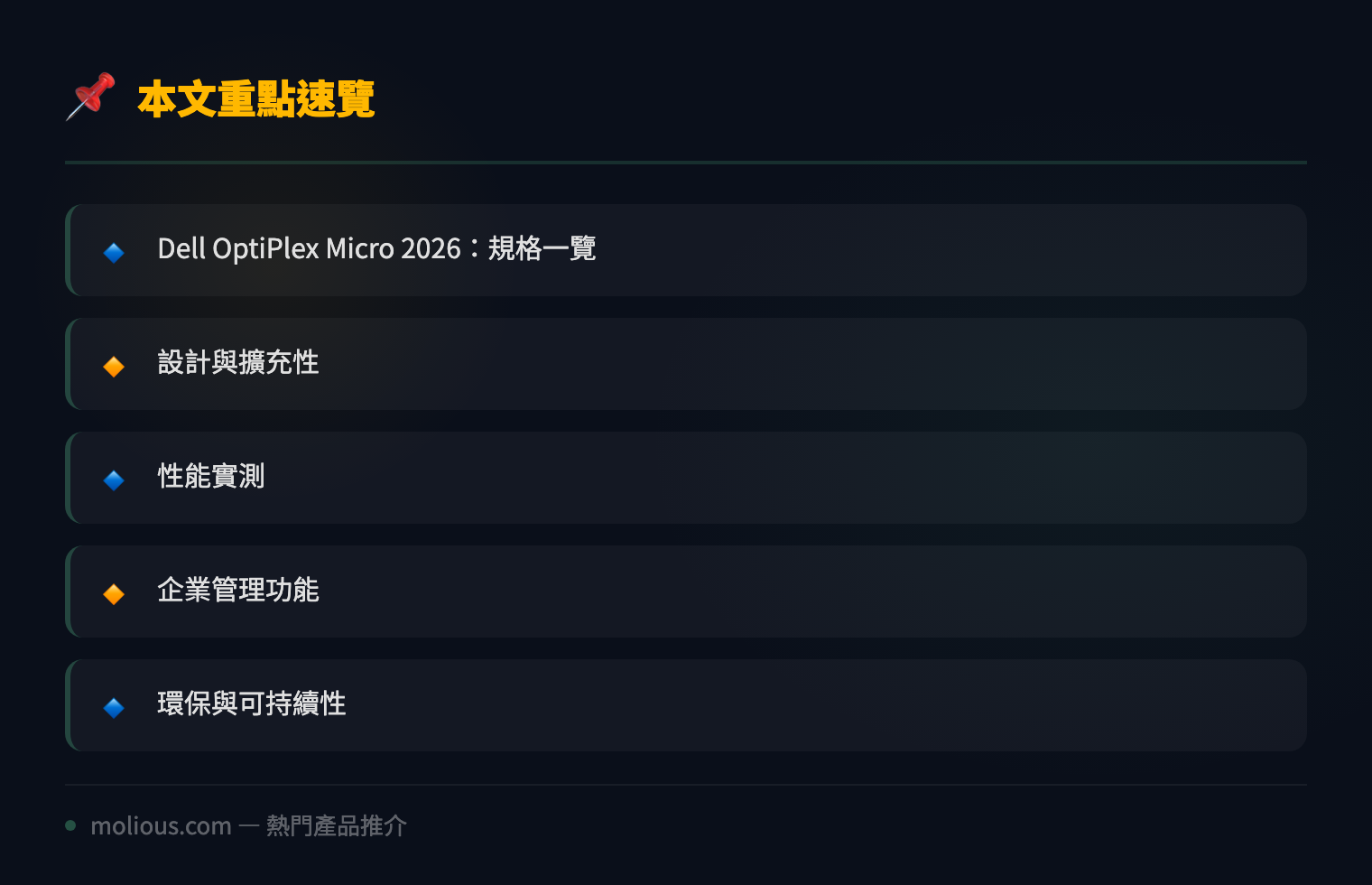 Dell OptiPlex Micro 深度評測:2026 年商用桌面電腦之王 - 文章重點速覽 infographic