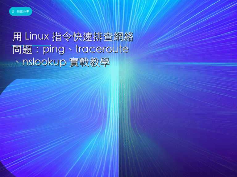 用 Linux 指令快速排查網絡問題：ping、traceroute、nslookup 實戰教學