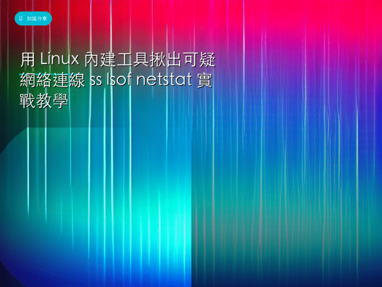 用 Linux 內建工具揪出可疑網絡連線 ss lsof netstat 實戰教學