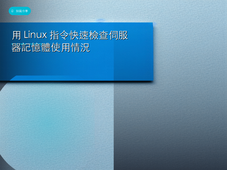 用 Linux 指令快速檢查伺服器記憶體使用情況