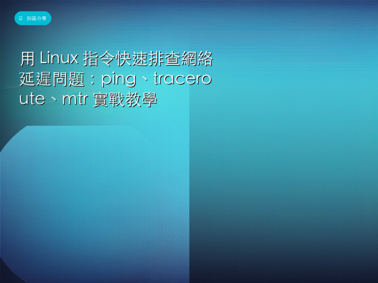 用 Linux 指令快速排查網絡延遲問題：ping、traceroute、mtr 實戰教學